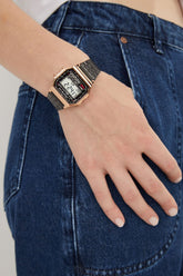 Unisex Siyah Retro Çiçek Desenli Dijital Kol Saati Apwa063802